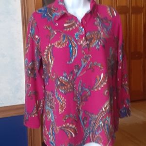 Magenta sweater w/ paisley print